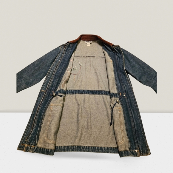 HAIKS Vintage Barn Denim Jean Jacket Appliqués Womens Size Small Birdhouses - Picture 4 of 11